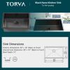 TORVA Gloss Black Ceramic Coating with NanoTek Undermount Kitchen Sink, 16 Gauge Stainless Steel Wet Bar or Prep Sinks Single Bowl