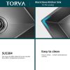 TORVA Gloss Black Ceramic Coating with NanoTek Undermount Kitchen Sink, 16 Gauge Stainless Steel Wet Bar or Prep Sinks Single Bowl