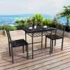 Modern 3-Piece Dining Table Set with 2 Chairs for Dining Room,Black Frame+Printed Black Marble Finish