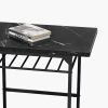 Modern 3-Piece Dining Table Set with 2 Chairs for Dining Room,Black Frame+Printed Black Marble Finish