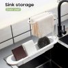 Kitchen Telescopic Sink Shelf Drainer Rack Kitchen Organizer Soap Sponge Holder Towel Rack Storage Basket Kitchen Accessories