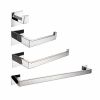 Strong Viscosity Adhesive 4 Pieces Bathroom Accessories Set Without Drilling Silver Brushed Towel Bar Set Holder Rack Robe Hook Tissue Toilet Paper Ho