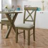 4 Pieces Farmhouse Rustic Wood Kitchen Dining Table Set with Upholstered 2 X-back Chairs and Bench