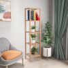 5-Tier Bamboo Shelf Free Standing Bathroom Tower Rack Corner Rack Multi-Functional Storage Organizer Unit