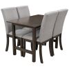 Farmhouse 5-Piece Wood Dining Table Set for 4;  Kitchen Furniture Set with 4 Upholstered Dining Chairs for Small Places;